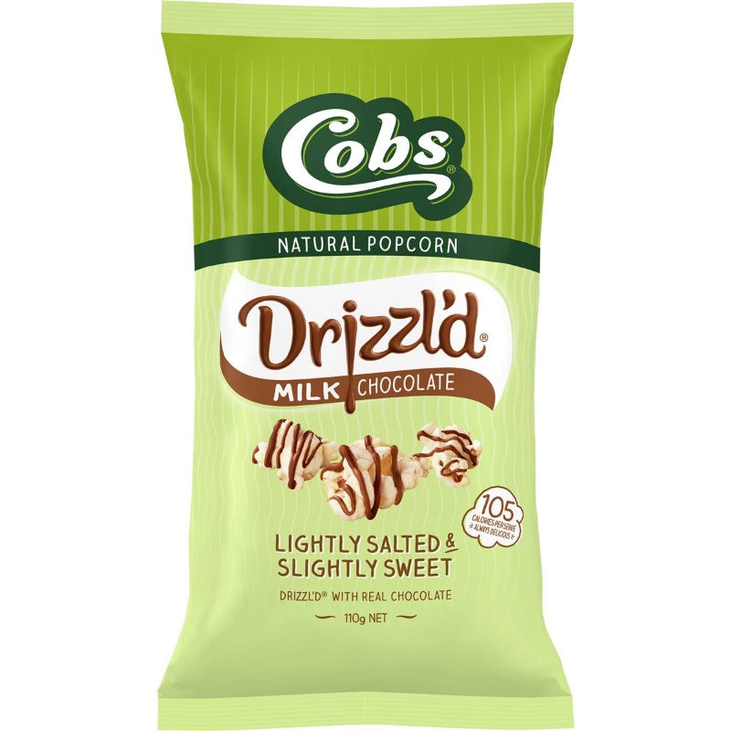 Cobs Drizzl'd Milk Chocolate Light Salted Slightly Sweet Popcorn 110g