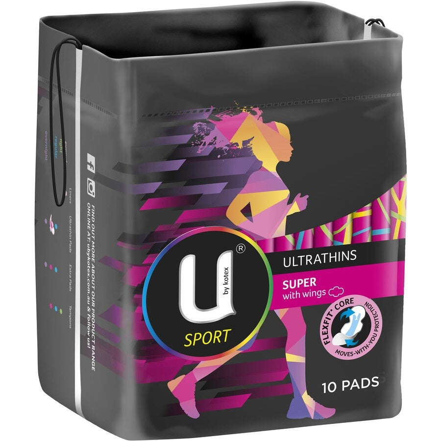 U By Kotex Sport Ultrathin Pads Super With Wings 10 Pack