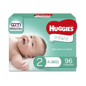 Huggies Unisex Nappies Infant Size 2 Jumbo 96pk