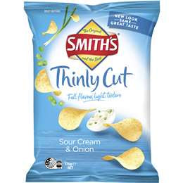 Smith's Thinly Cut Potato Chips Sour Cream & Onion Share Pack 175g