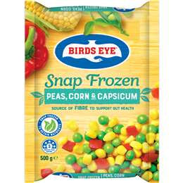 Birds Eye Snap Frozen Peas, Corn & Capsicum 500g