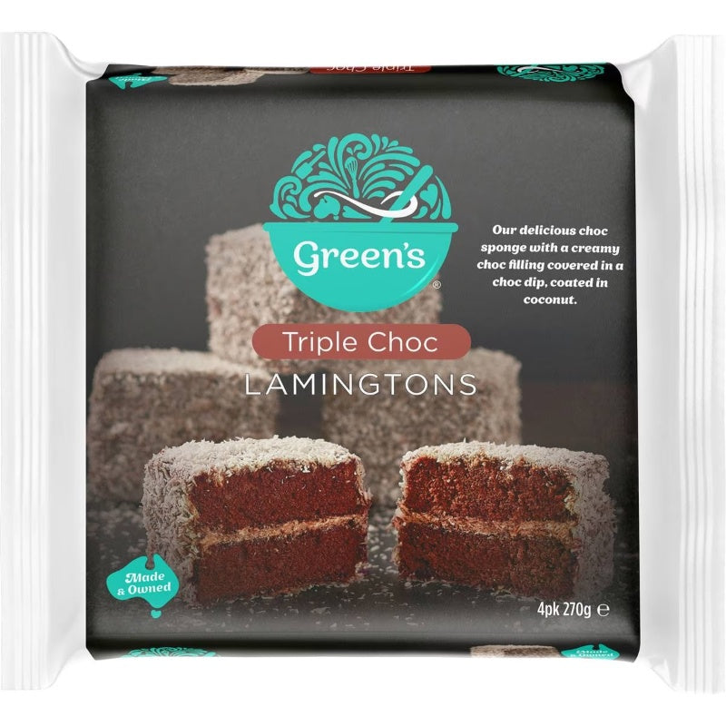 Green's Triple Choc Lamingtons Lamingtons 4 Pack