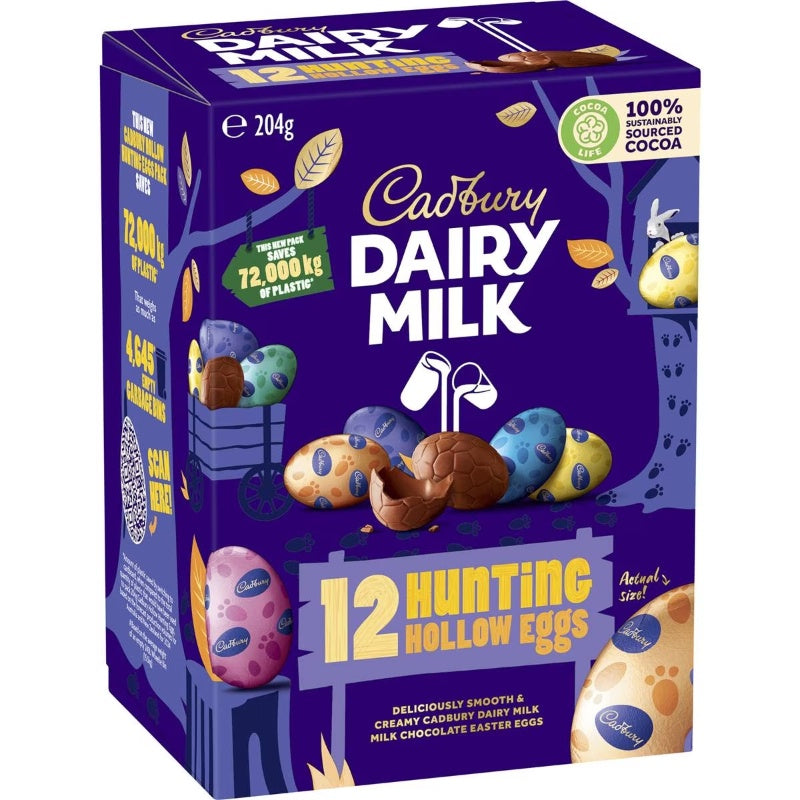 Cadbury Easter Chocolate 12 Piece Crate Hunting Eggs Carton 204g