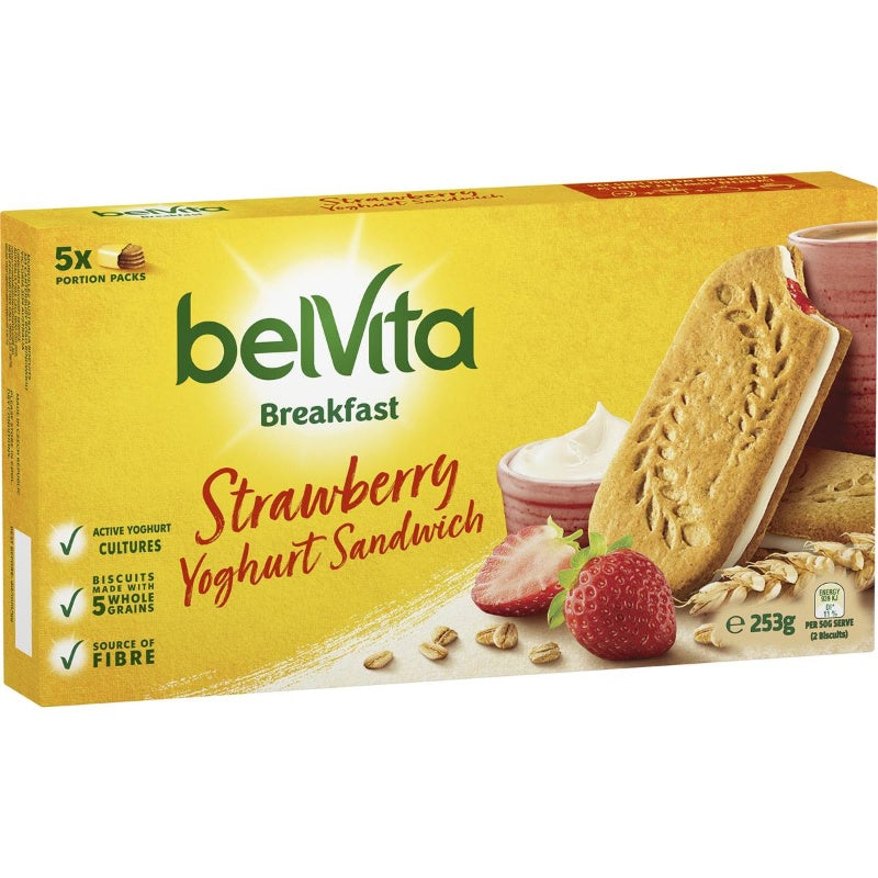 Belvita Breakfast Yoghurt Crunch Strawberry 5pk 253g