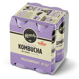 Remedy Kombucha Can 4Pk Passionfruit 250ml