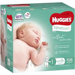 Huggies Nappies Newborn Jumbo 108pk