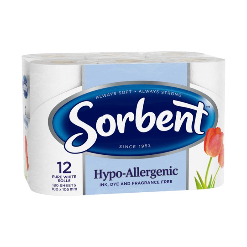 Sorbent Hypo Allergenic Toilet Tissue 12pk