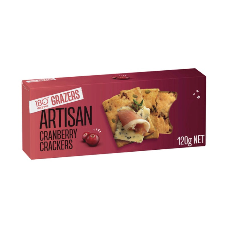 180 Degrees Grazers Artisan Crackers Cranberry 120g