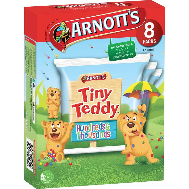 Arnotts Tiny Teddy Hundreds & Thousands 8 pks