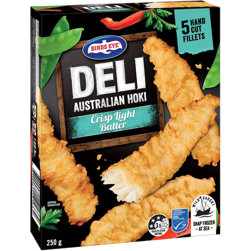 Birds Eye Deli Aust Hoki Crisp Light Batter 250g