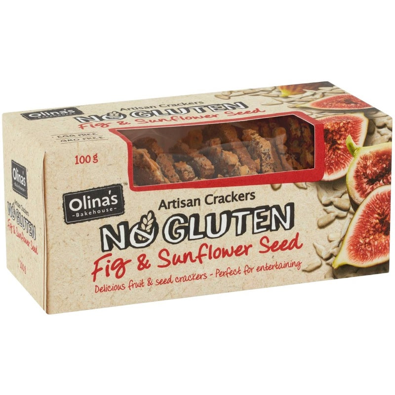 Olinas No Gluten Crackers Fig & Sunflower Seed 100g