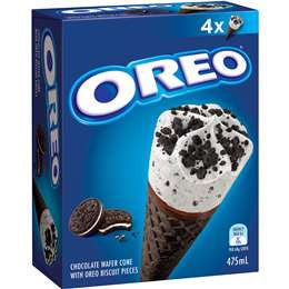 Oreo Choc Wafer Cone 4pk 475ml