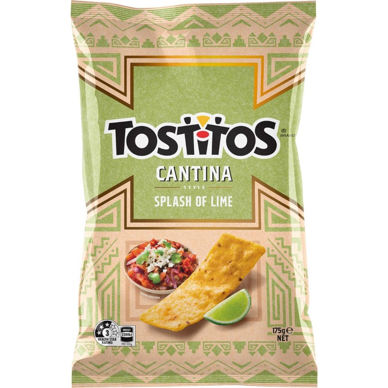 Tostitos Tortilla Corn Chips Splash Of Lime Cantina Style 175g