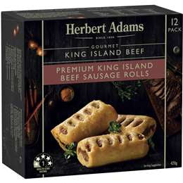 Herbert Adams Sausage Rolls King Island Beef Frozen 12 Pack