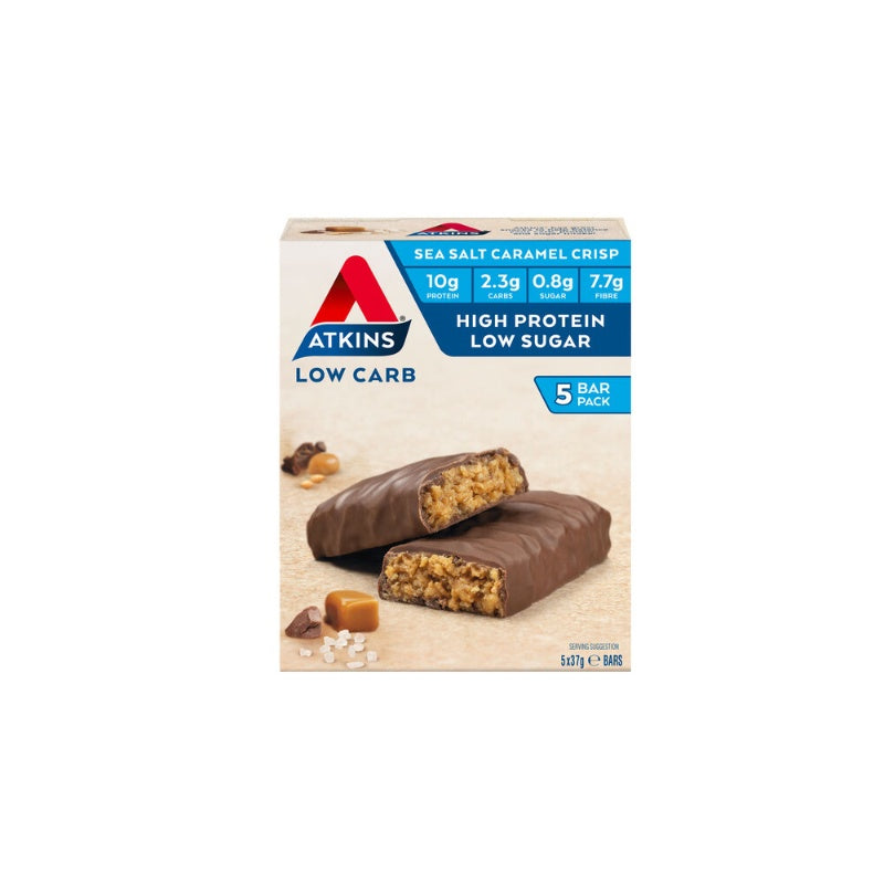 Atkins Low Carb Sea Salt Caramel Crisp Bars 5 Pack 185g