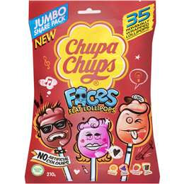 Chupa Chups Faces Flat Lollipops 35 Pack