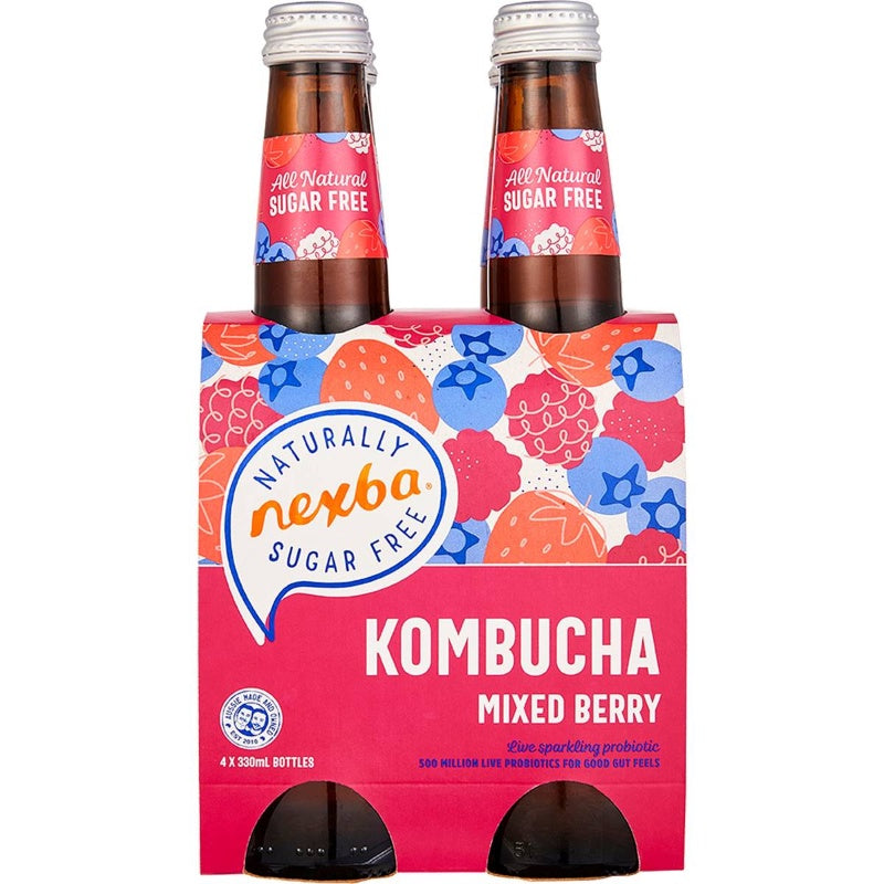 Nexba Mixed Berry Sugar-free Kombucha 330ml x 4 Pack