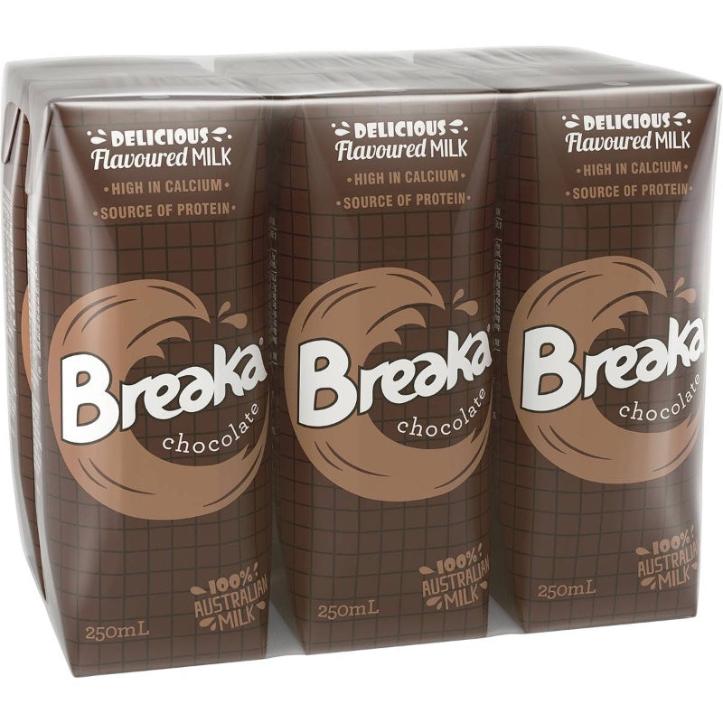 Breaka Chocolate Flavoured Milk 250ml X 6 Pack