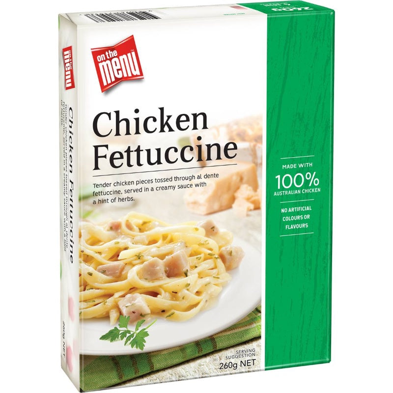 On The Menu Chicken Fettucine Frozen Meal 260g