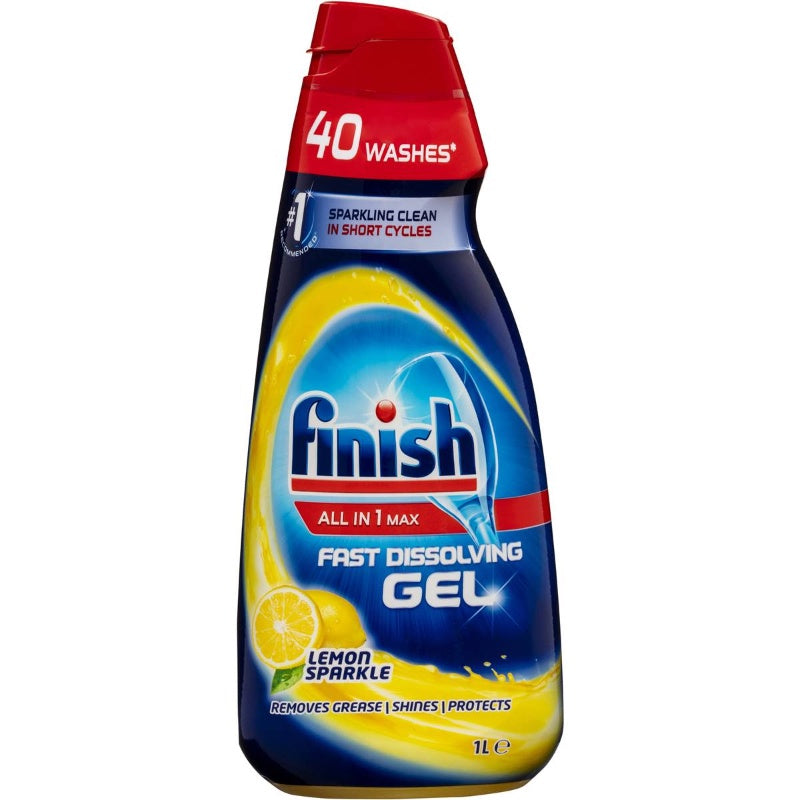 Finish All In 1 Max Dishwashing Fast Dissolving Gel Lemon 1l