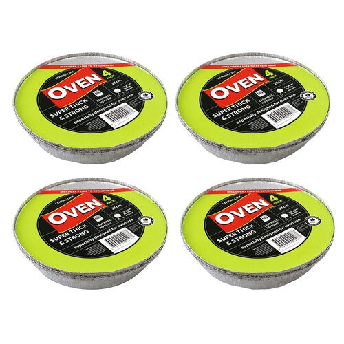 Lemon&Lime Round Foil Container with Lid 23cm 4 Pack