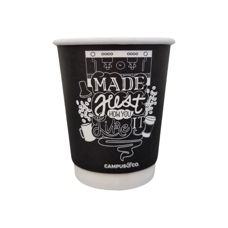 Campus&Co Coffee Cup Eco PLA Double Wall Like It Design on Black 8oz 25/sleeve