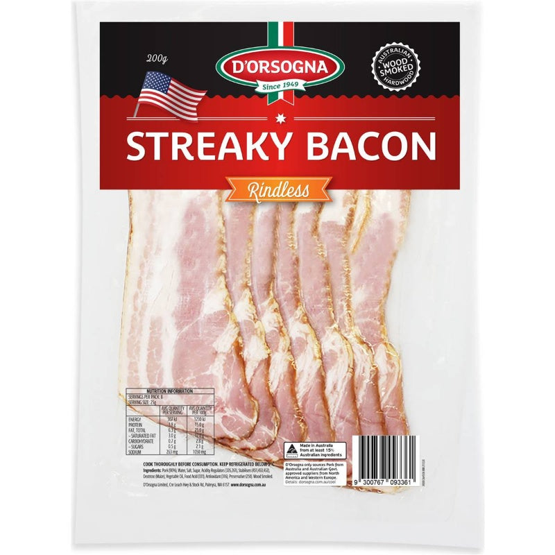 D'orsogna Bacon Streaky 200g