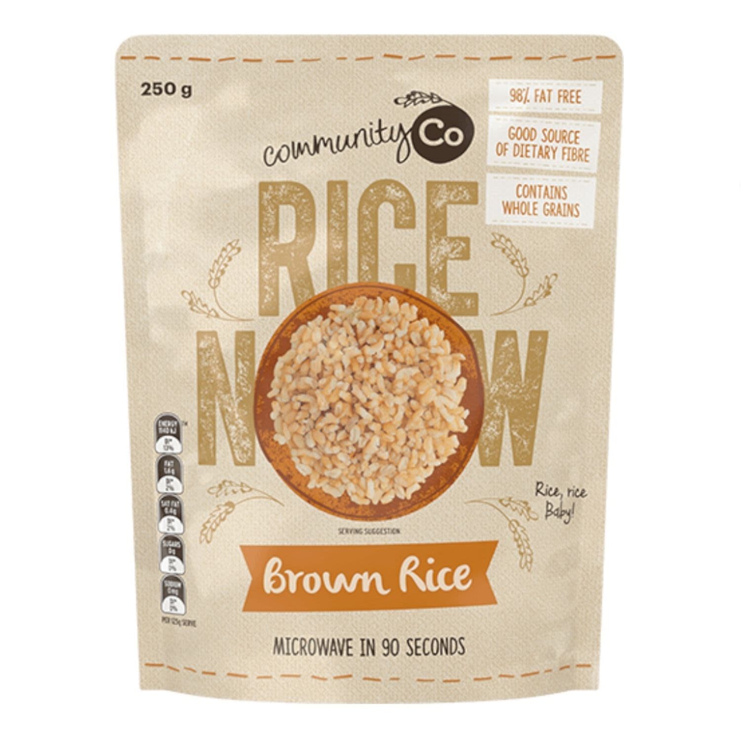 Community Co Brown Microwaveable Rice 250g