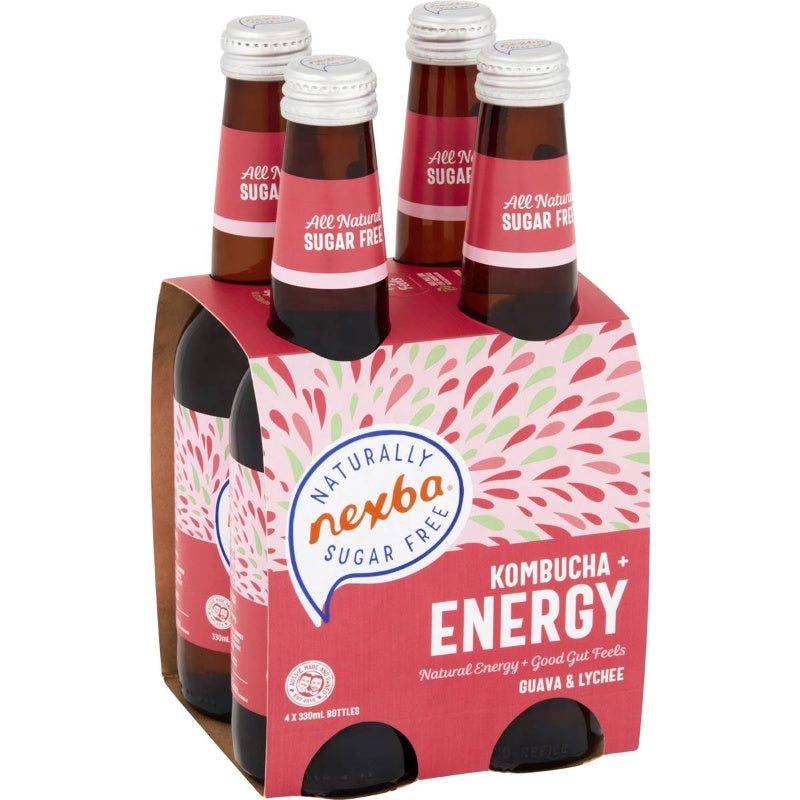 Nexba Kombucha + Energy Guava & Lychee 4 Pack