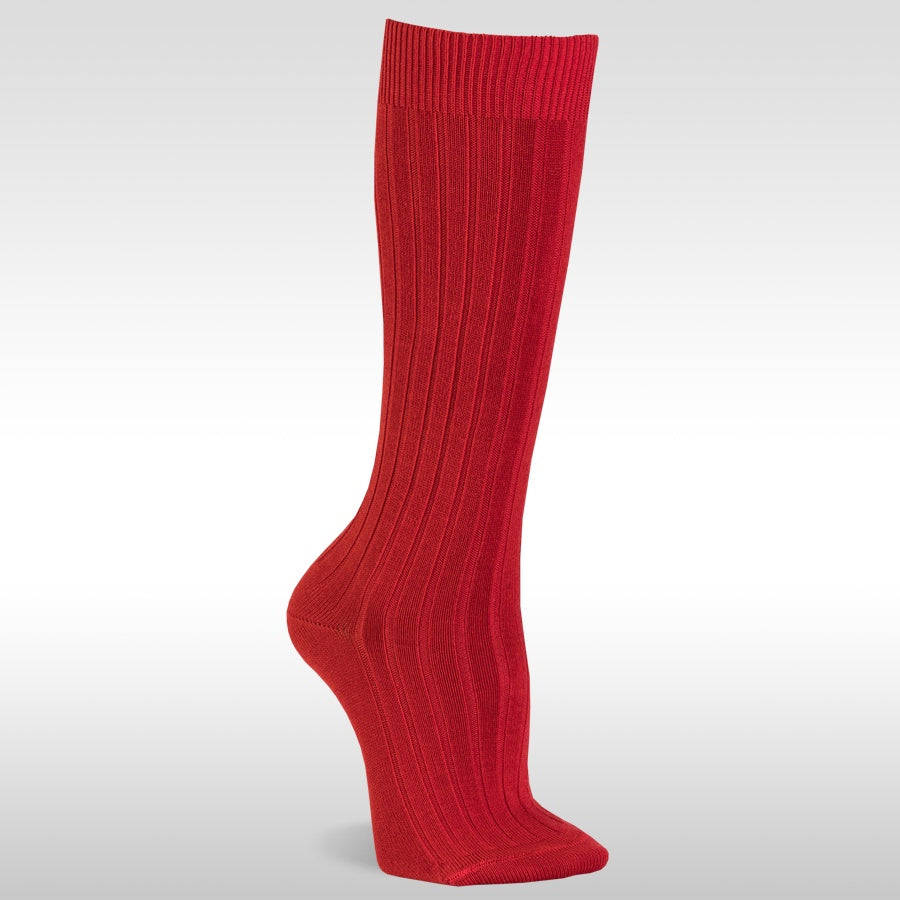 Carlomagno 129/1 Ribbed Knee High Sock Red Size 00