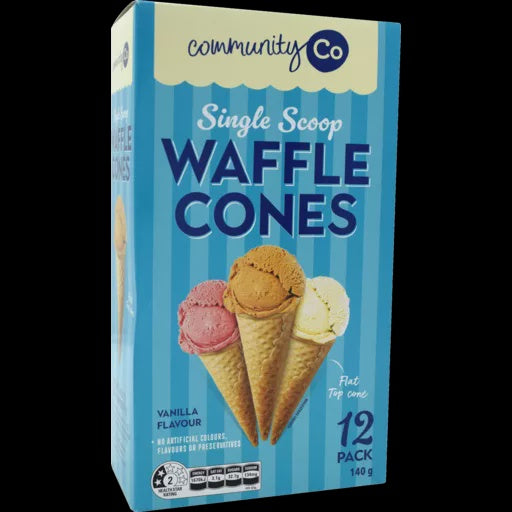 Community Co Flat Top Waffle Cone 12pk