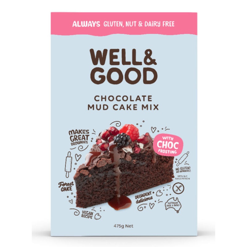 Well And Good Choc Mud Cake Mix & Choc Frosting G/F 475g