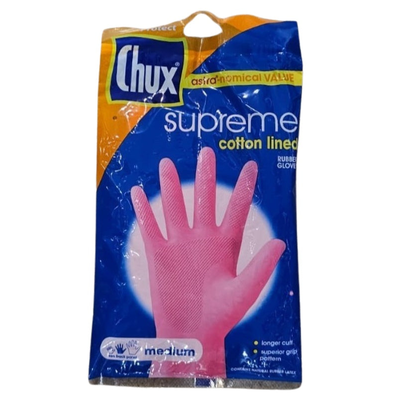 CHUX Rubber Gloves Cotton Lined Medium