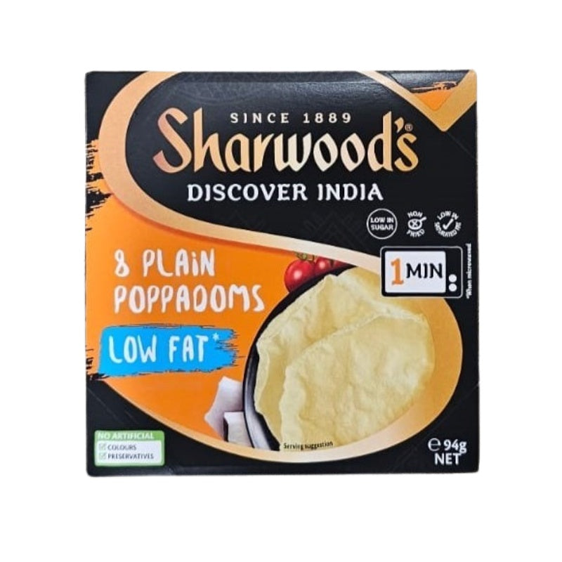 Sharwoods Low Fat Plain Indian Poppadoms 94g