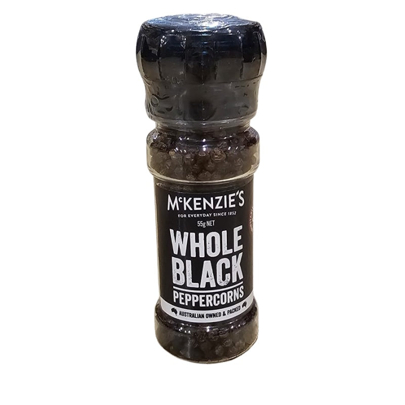 McKenzies Grinder Whole Black Peppercorns 115g