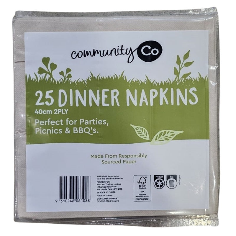 Community Co Serviettes 2 Ply 25pk