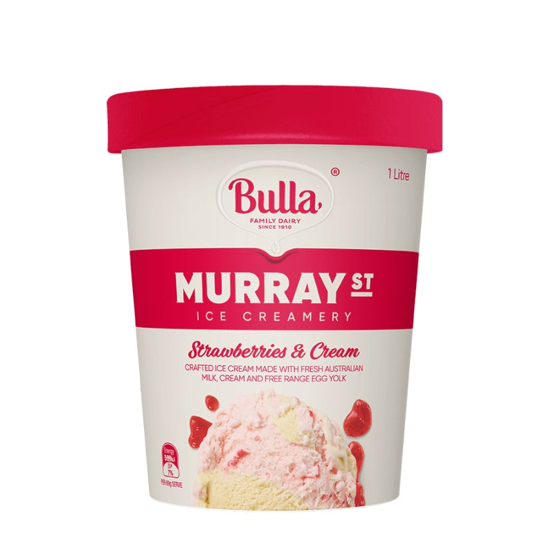 Bulla Murray Street Ice Cream Strawberries & Cream 1L