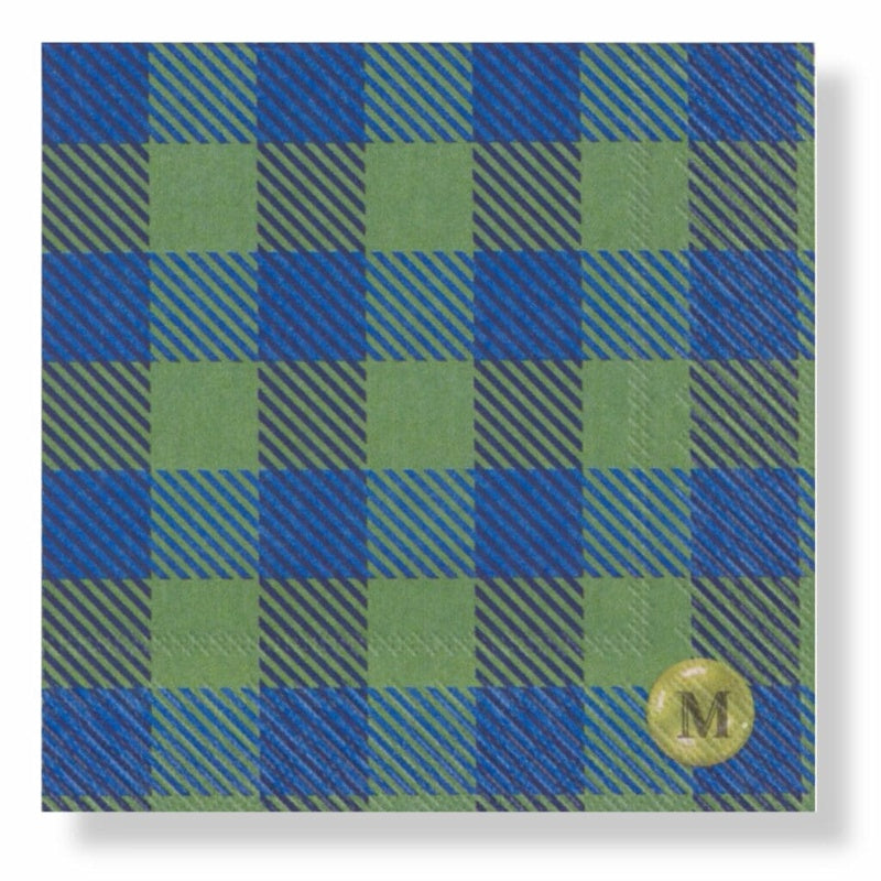 Candy Gingham Blue Napkins - Cocktail