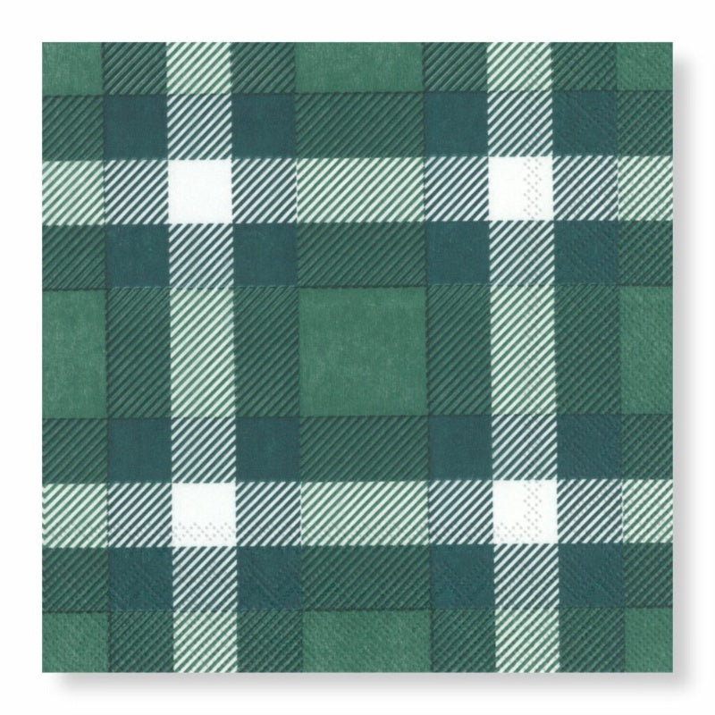 Classic Plaid Green Napkins - Cocktail