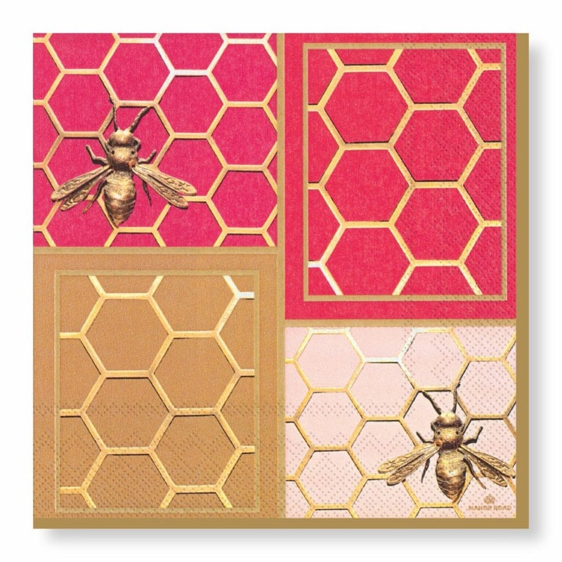 Colourblock Bees Napkins - Cocktail