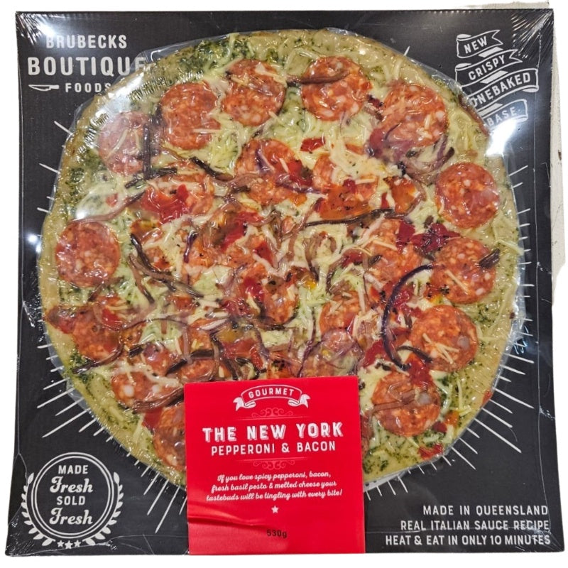 Brubecks 'The New York' Pepperoni & Bacon Pizza 530g