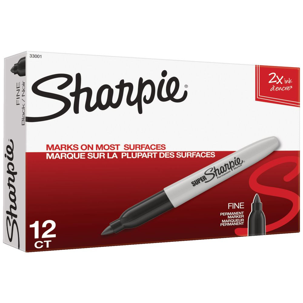 Sharpie Fine Permanent Marker Bullet Black 12pk