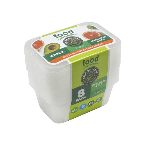 Disposable Food Containers Rectangle 300ml 8 pk - UN7607