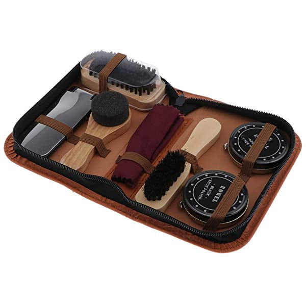 Baoblaze 7pcs Portable Shoe Cleaning Kit Shoe Care Set