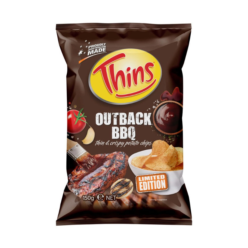 Thins Potato Chips Outback Bbq 150g