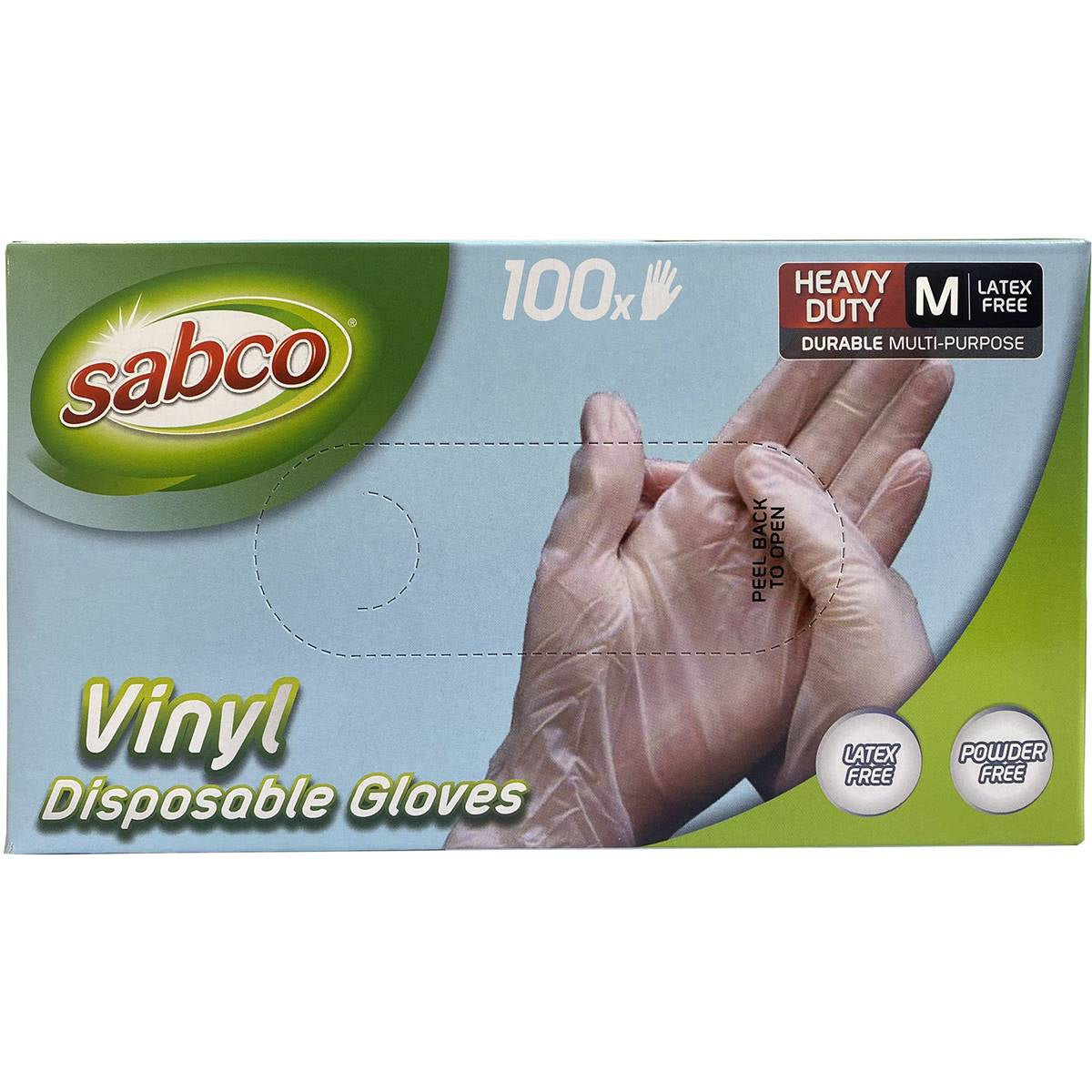 Sabco Vinyl Disposable Gloves Med 100pk