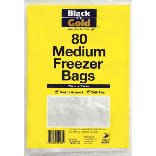 Black & Gold Freezer Bag Medium 80s