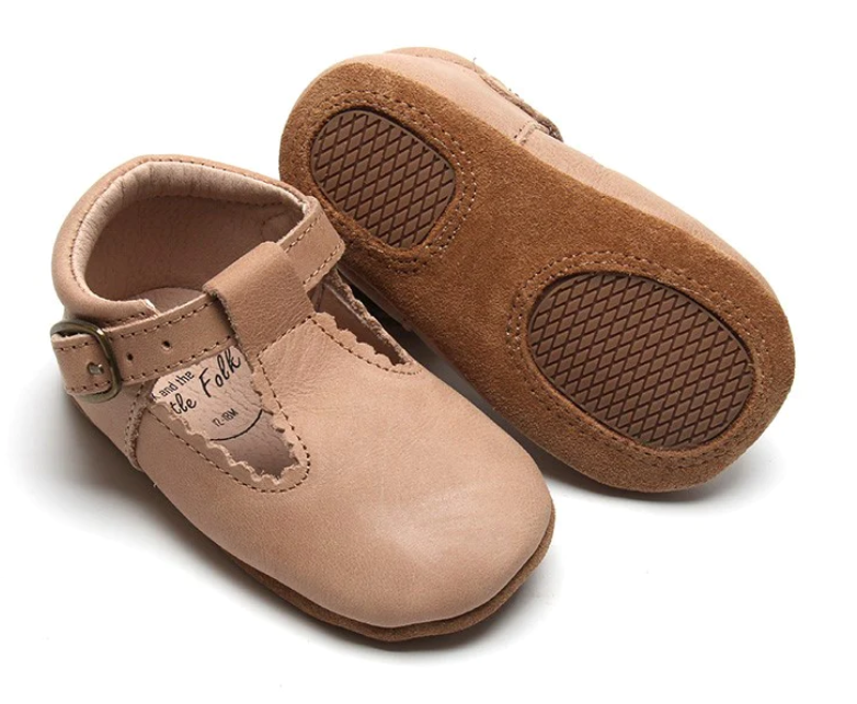 Camel Tbar | Soft Soled | Waxed Leather - 6-12m