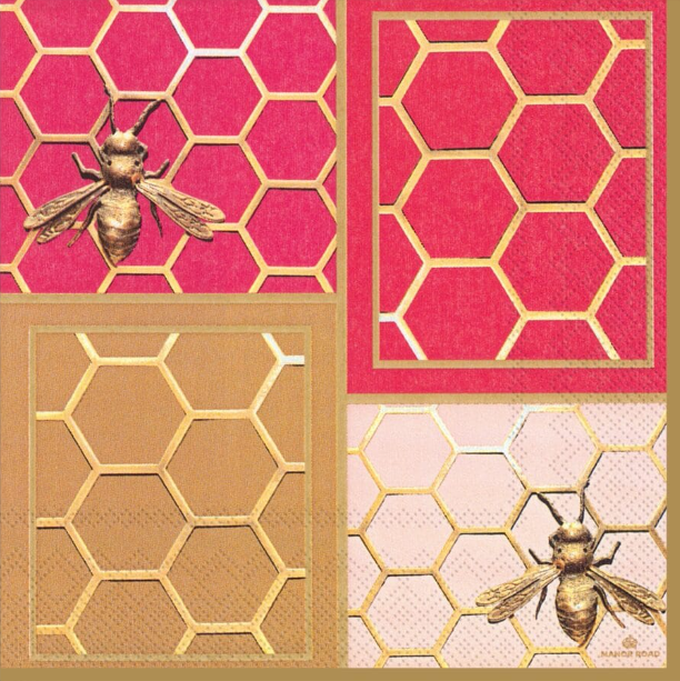 Colourblock Bees Napkins - Luncheon