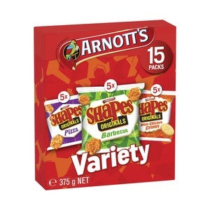 Arnotts Shapes Lunchbox Packs 15pk 375g